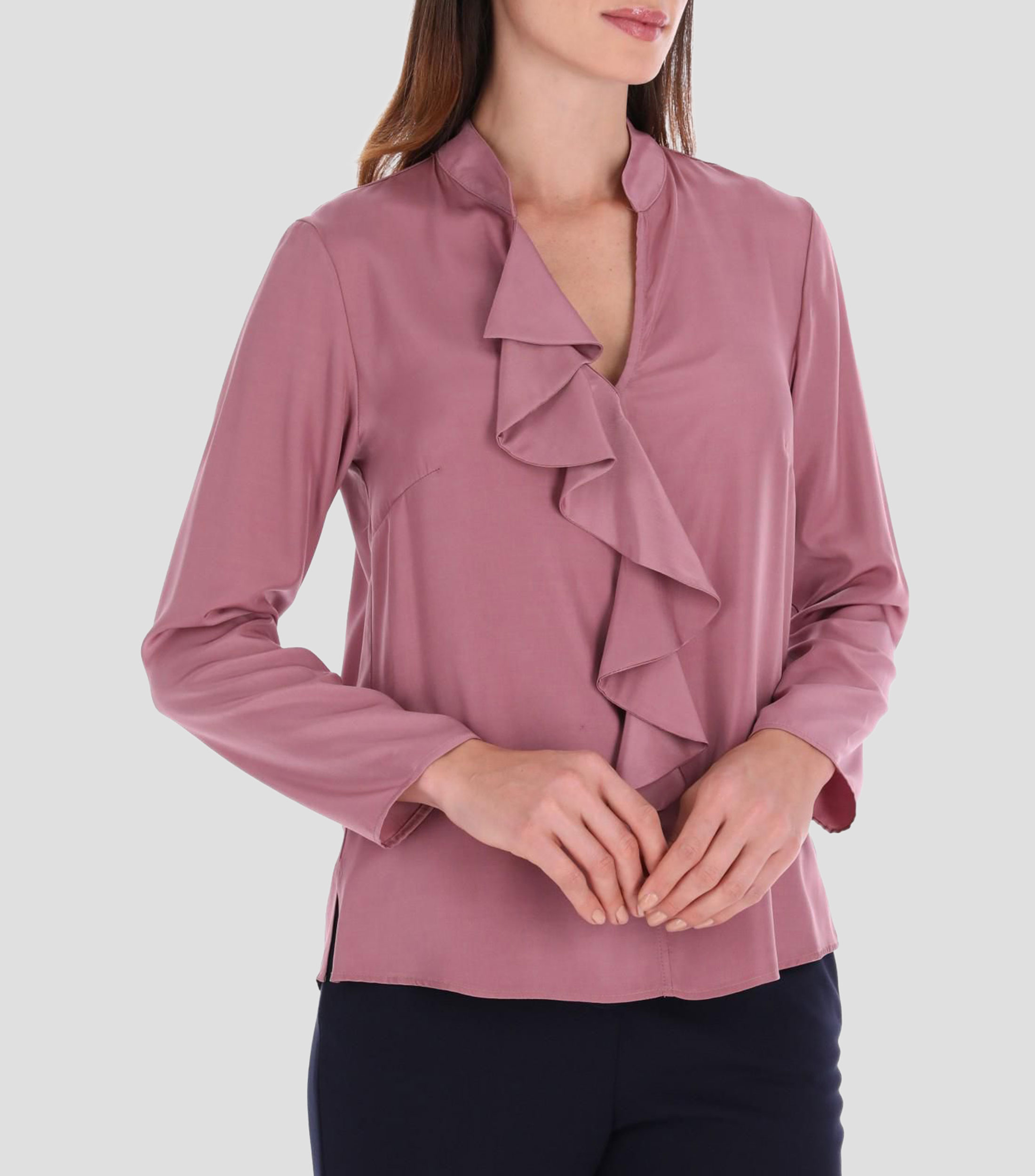 Blusa lisa manga larga Mujer